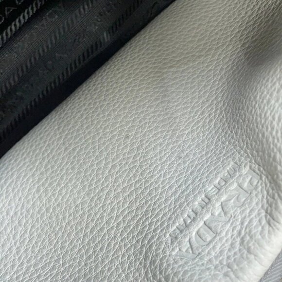 PRADA Punching logo Tote Bag Size Small Leather Gray - Picture 9 of 16